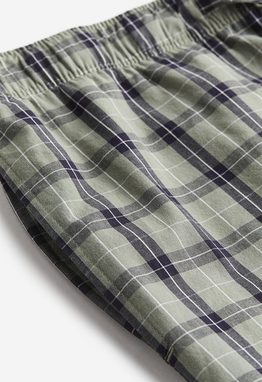 H&M - Regular fit pyjama bottoms - light khaki green/checked