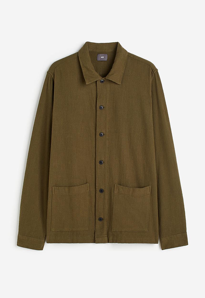 H&M - Regular fit cotton overshirt - dark khaki green
