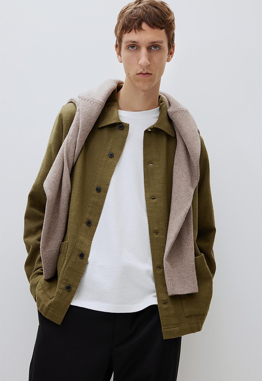 H&M - Regular fit cotton overshirt - dark khaki green