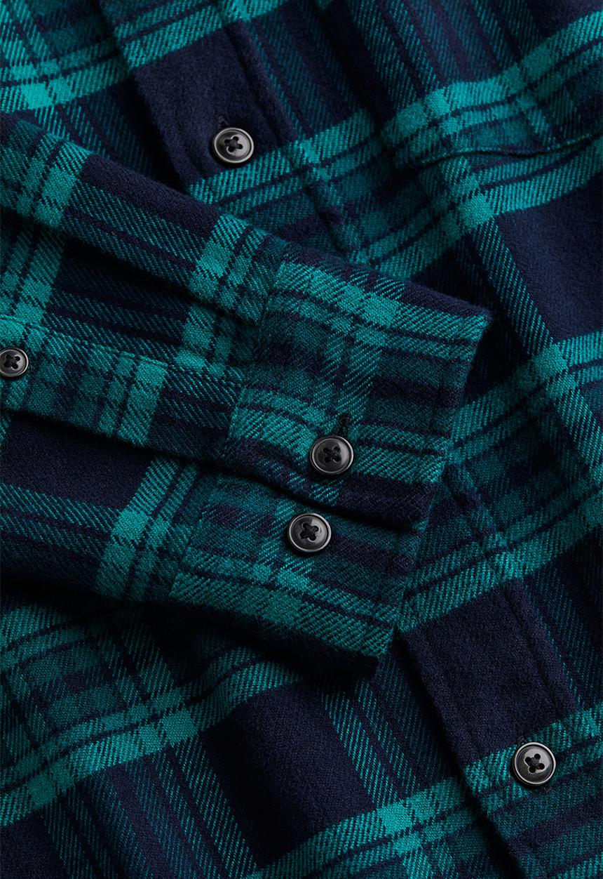 H&M - Regular fit flannel shirt - dark blue/checked