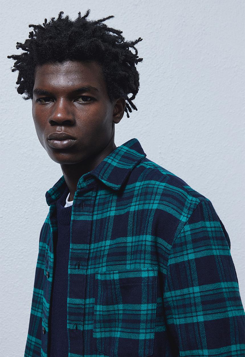 H&M - Regular fit flannel shirt - dark blue/checked