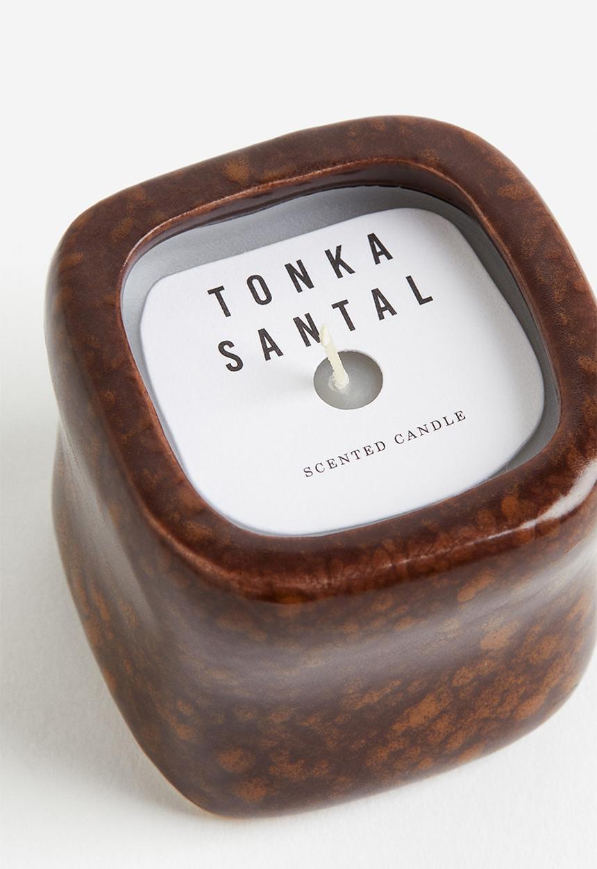 H&M - Scented candle in a ceramic holder - brown