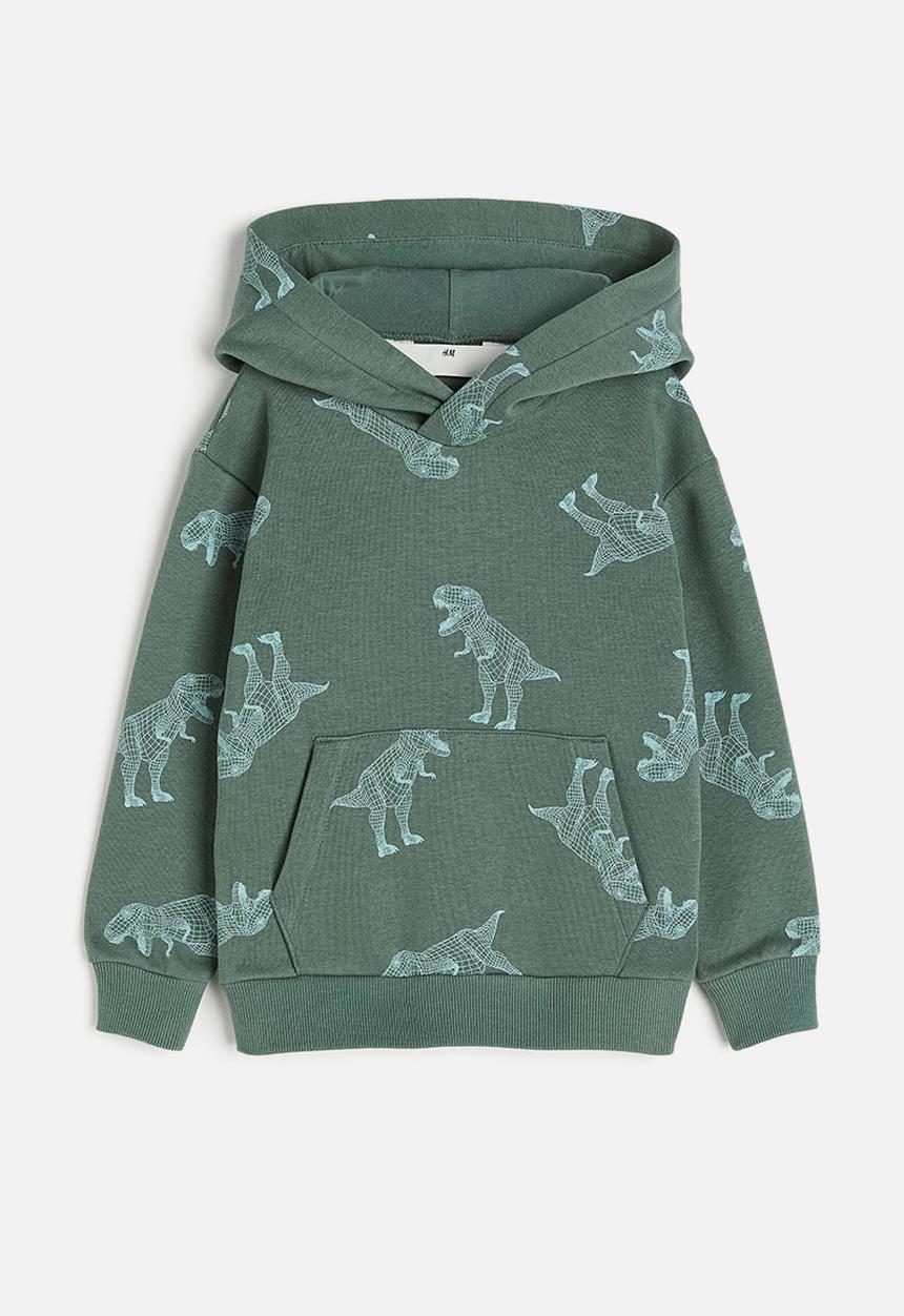 H&M - Hoodie - dusty green dinosaurs