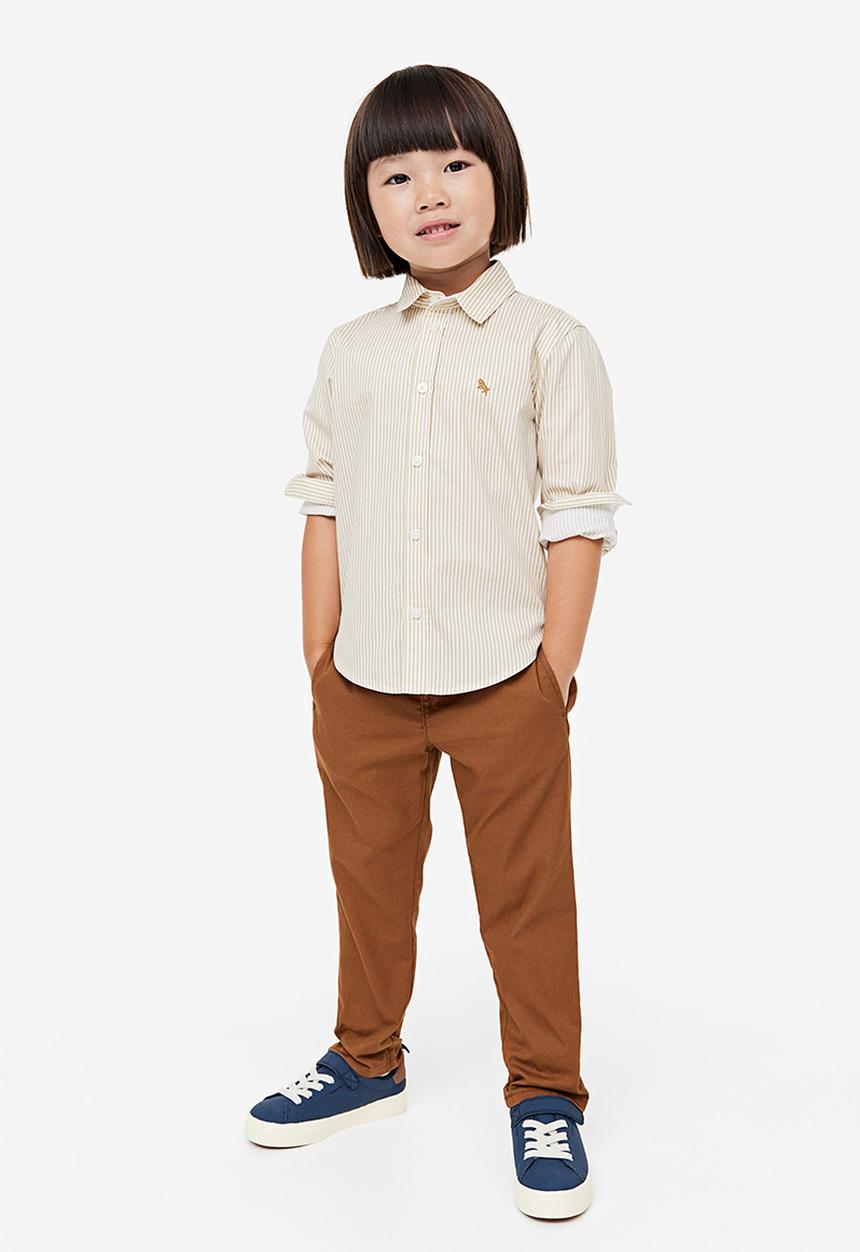 H&M - Cotton shirt - light beige striped