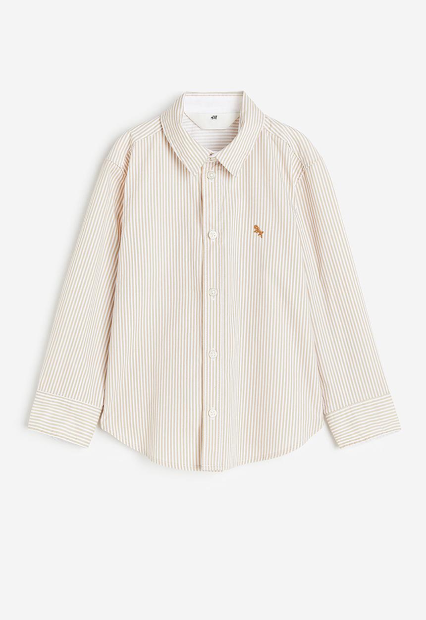H&M - Cotton shirt - light beige striped