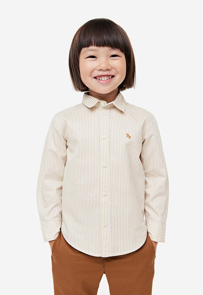 H&M - Cotton shirt - light beige striped