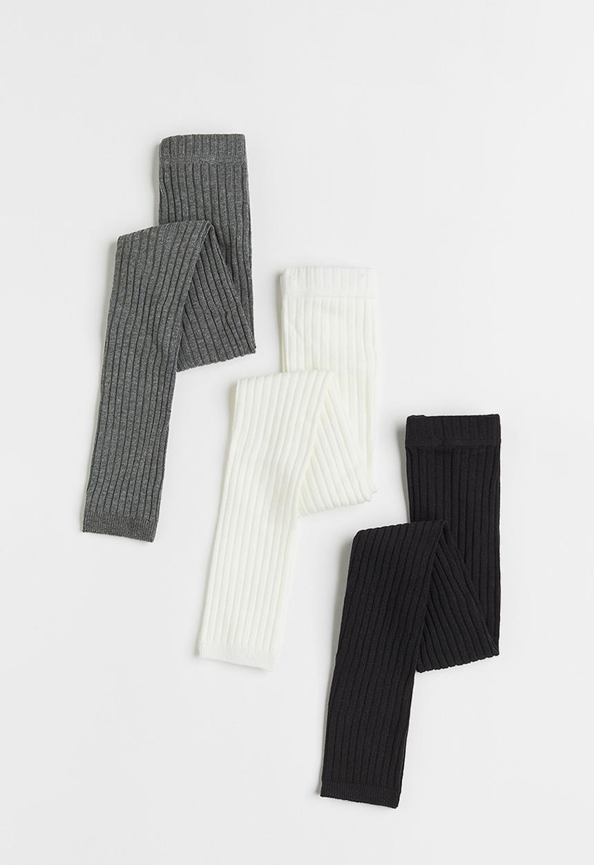 H&M - 3-Pack ribbed leggings - multi 