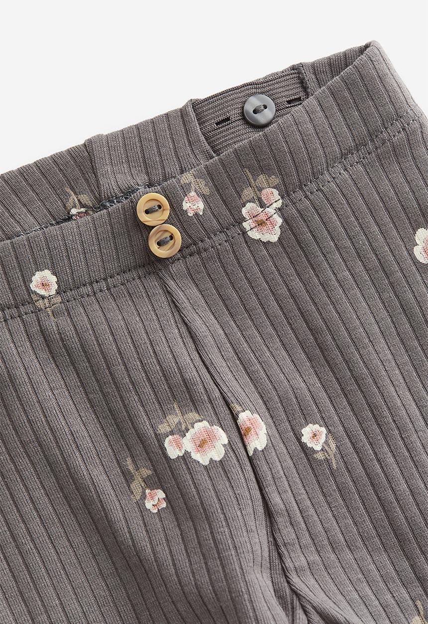 H&M - 3-Piece ribbed set - grey floral