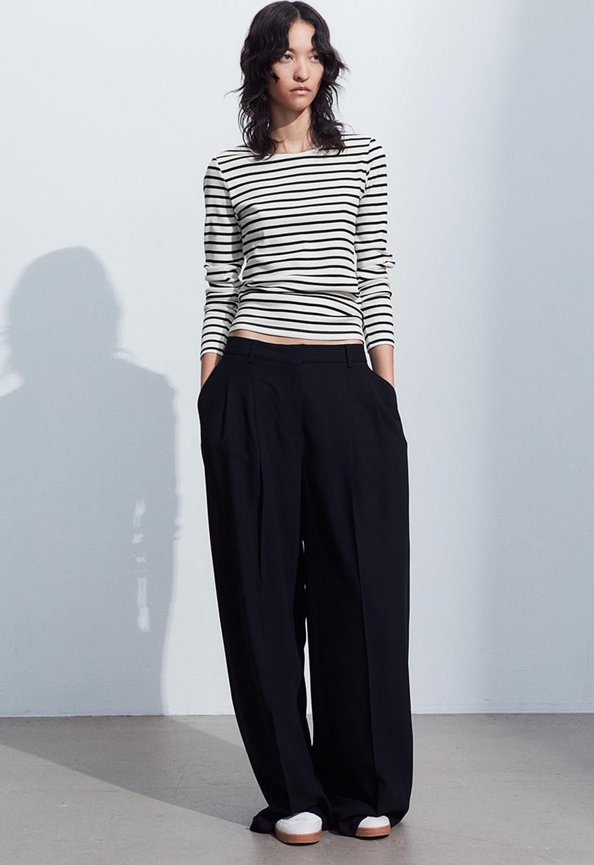 H&M - Ribbed jersey top - white striped