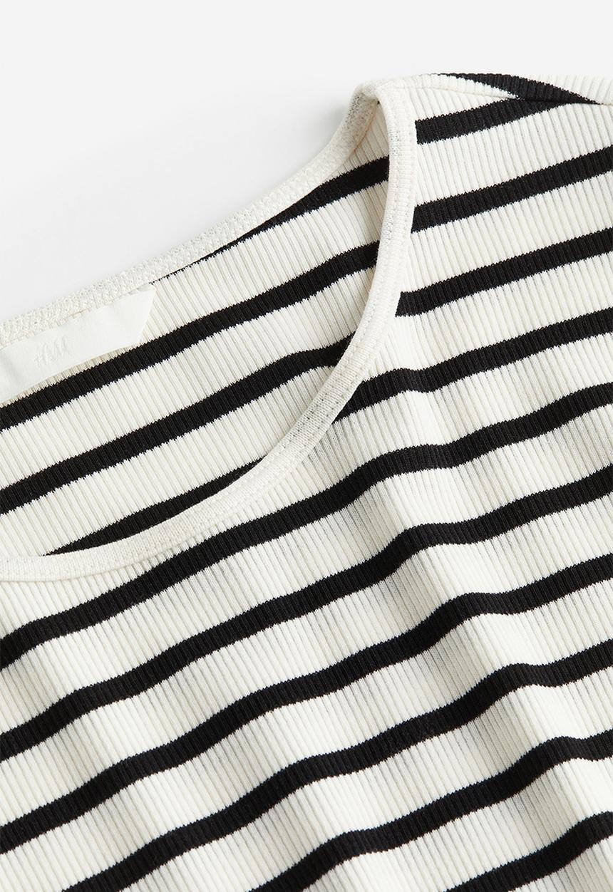 H&M - Ribbed jersey top - white striped