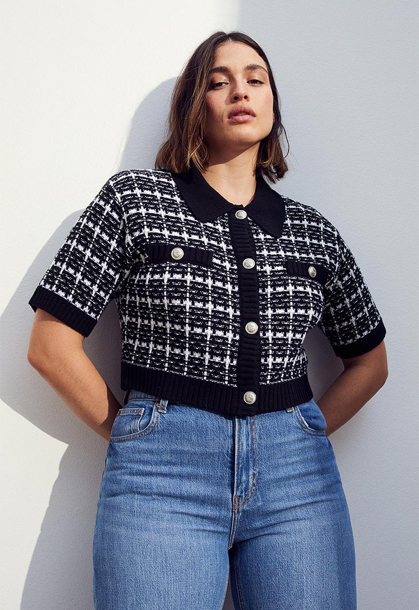 H&M - Collared cardigan - black checked