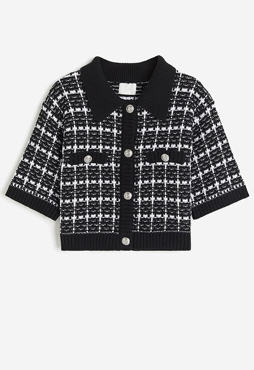 H&M - Collared cardigan - black checked