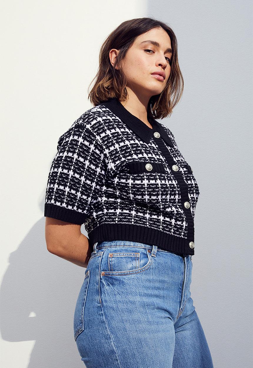 H&M - Collared cardigan - black checked