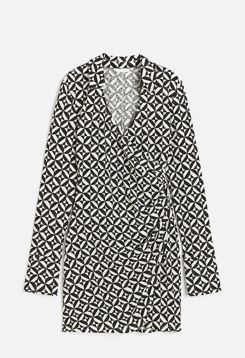 H&M - Collared dress - white & black patterned