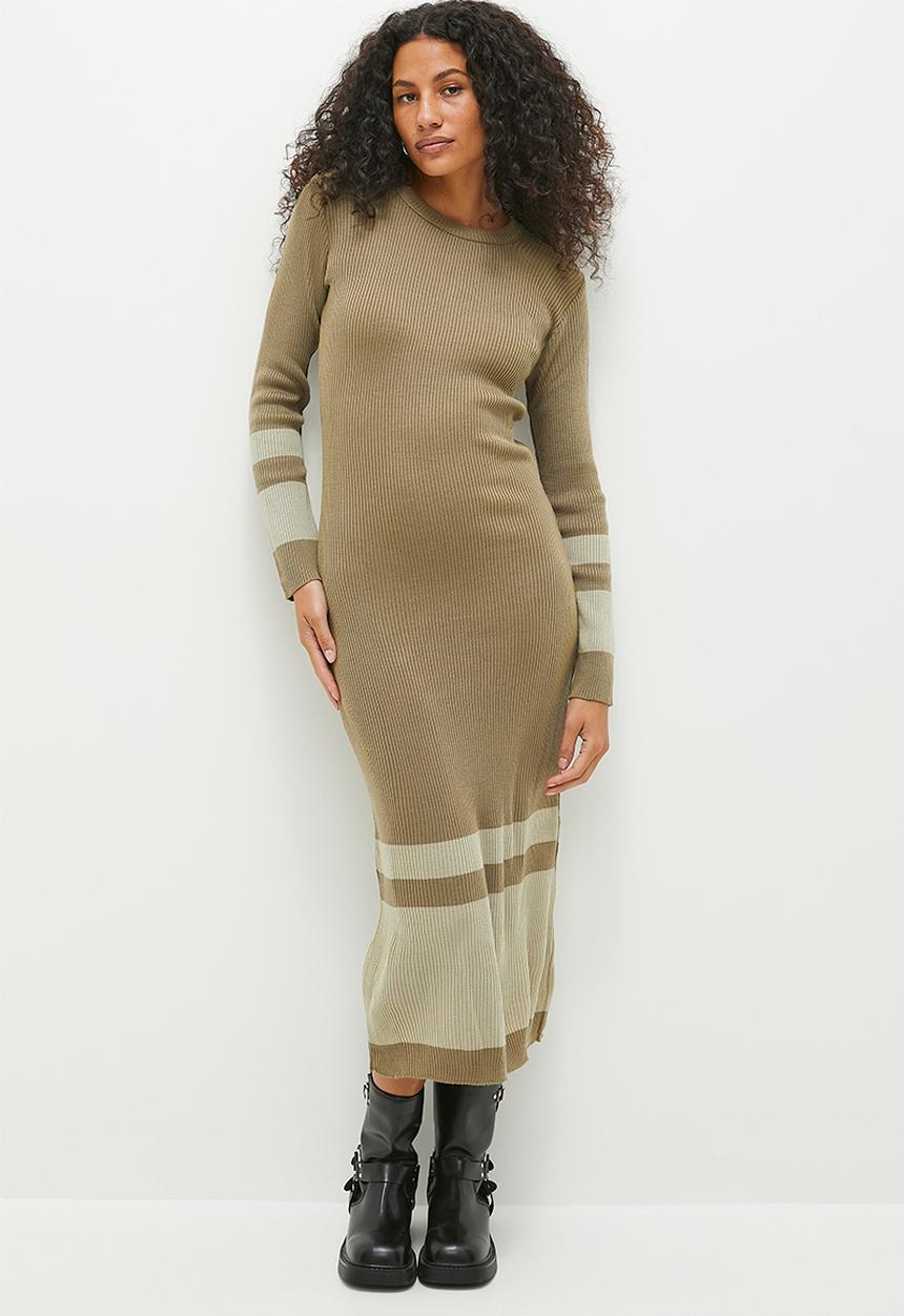 Superbalist - Border column knitwear midi dress - tan & biscuit