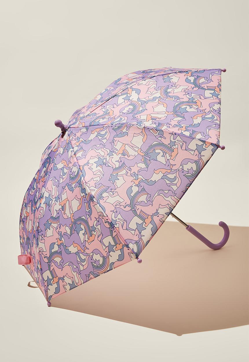 Cotton On - Kids rainy day umbrella - blush pink/unicorns & rainbows