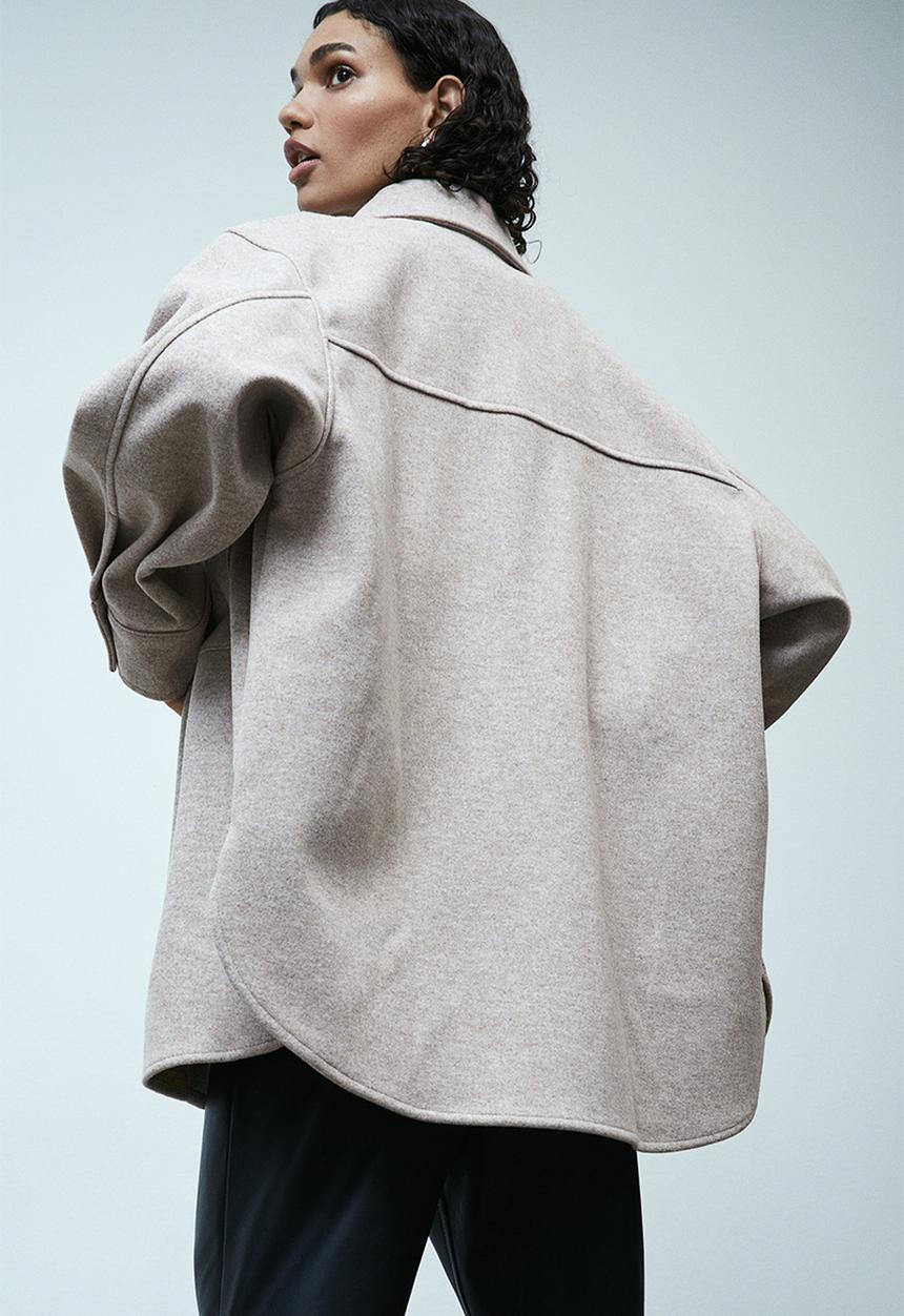 H&M - Oversized shacket - beige marl