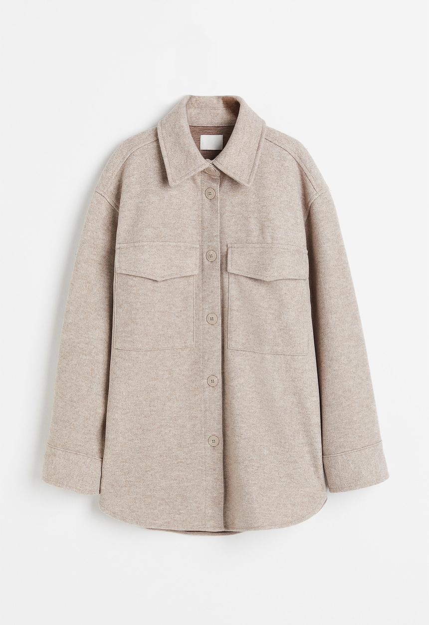 H&M - Oversized shacket - beige marl
