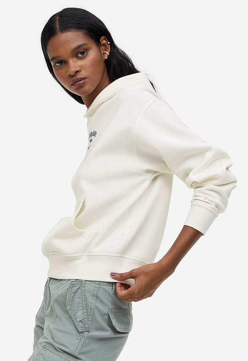H&M - Printed hoodie - cream colorado