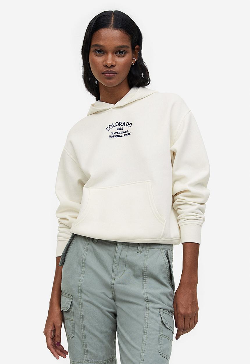 H&M - Printed hoodie - cream colorado