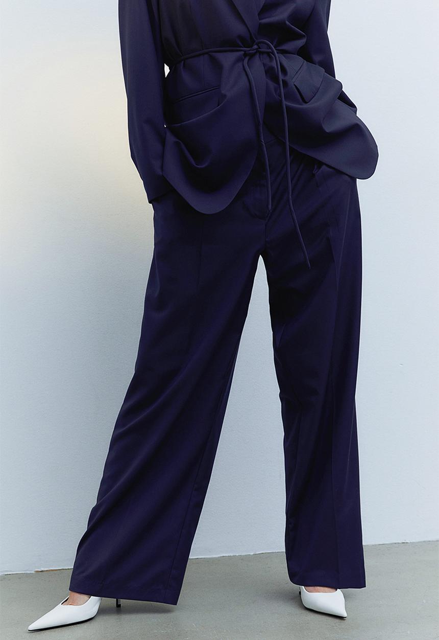 H&M - Wide trousers - navy blue