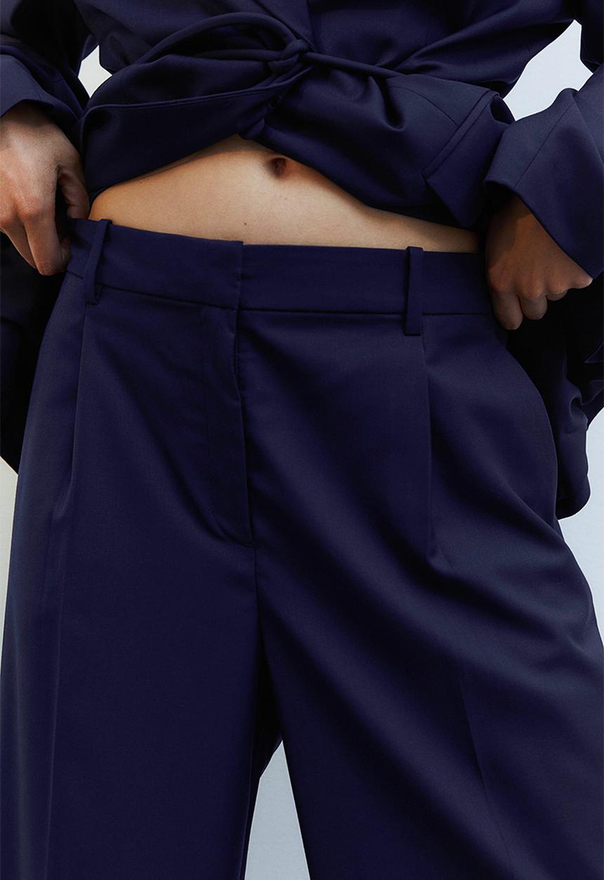 H&M - Wide trousers - navy blue