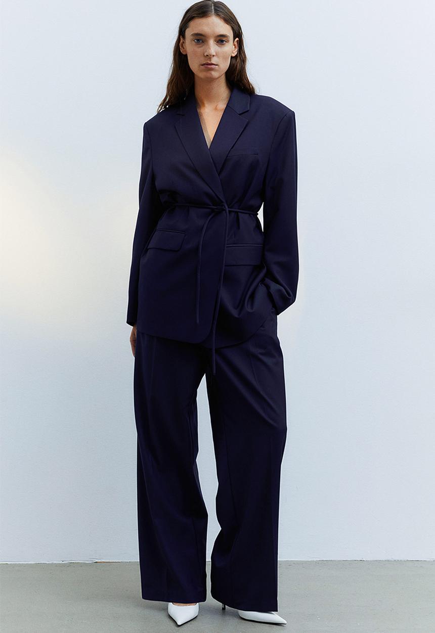 H&M - Wide trousers - navy blue