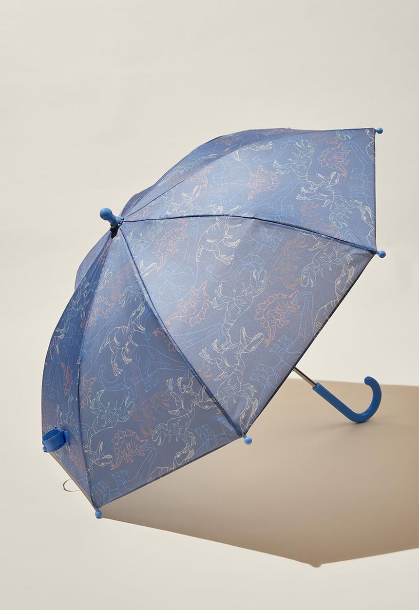 Cotton On - Kids rainy day umbrella - dusk blue/outline dinos