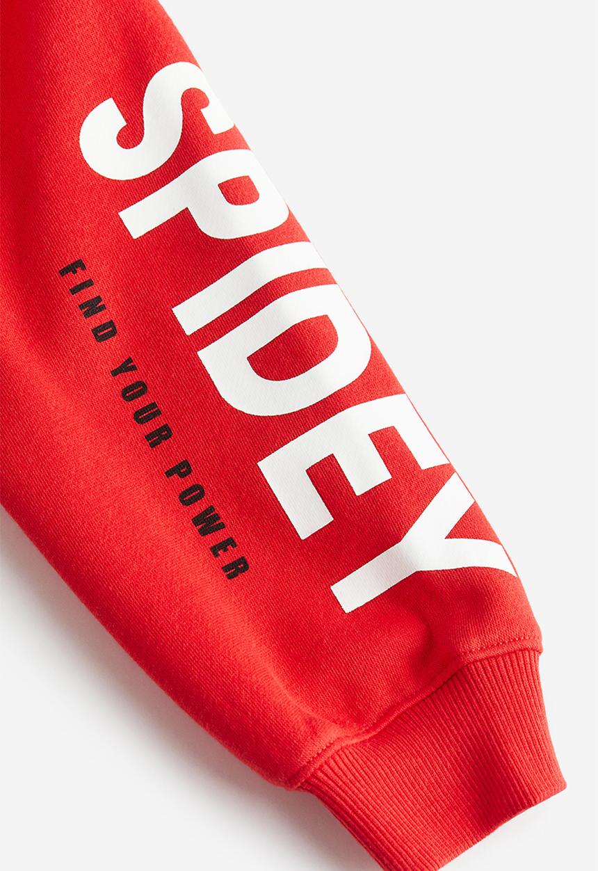 H&M - Printed zip-through hoodie - red & spider-man