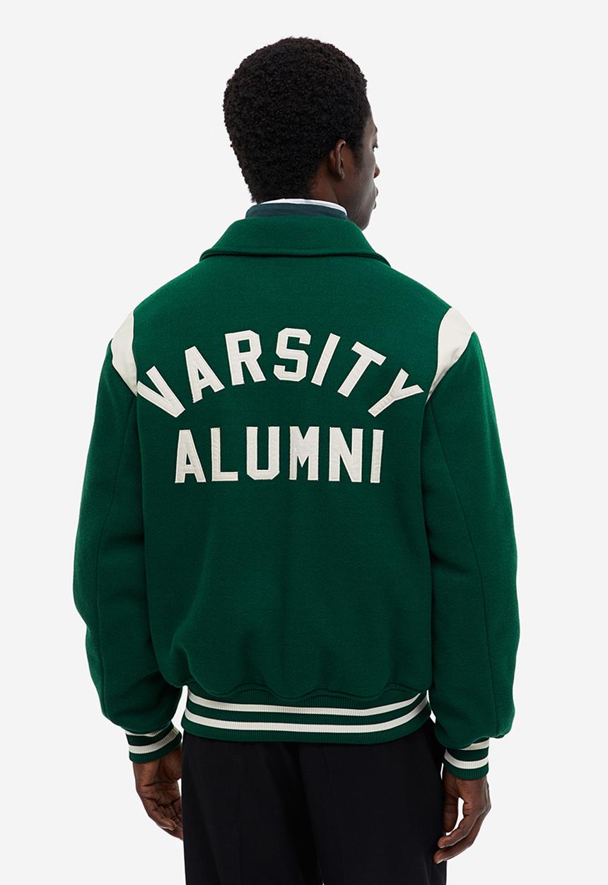 H&M - Loose fit varsity jacket - dark green/varsity alumni