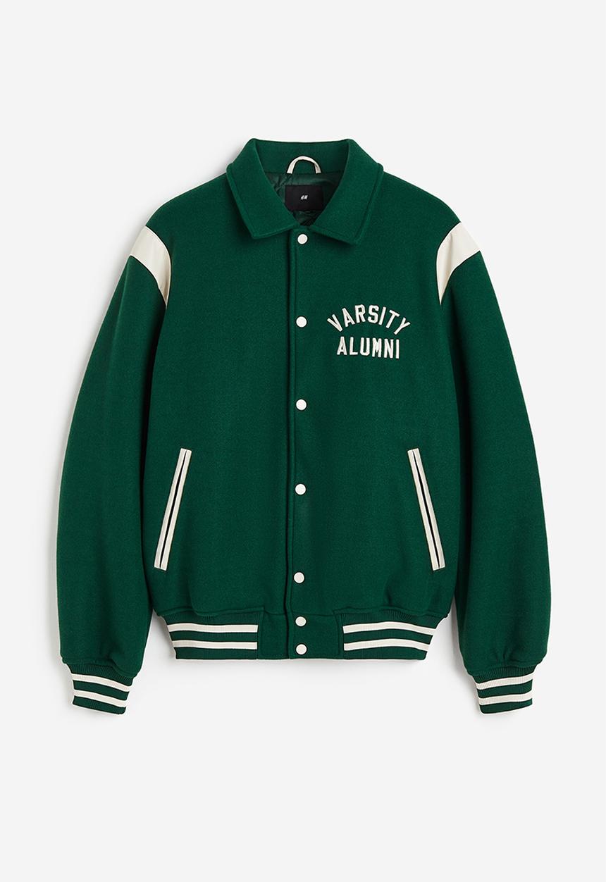 H&M - Loose fit varsity jacket - dark green/varsity alumni