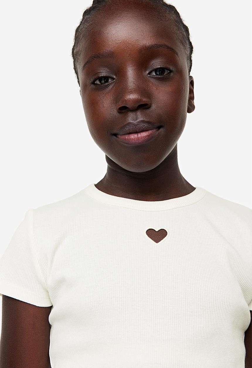 H&M - Ribbed t-shirt - white