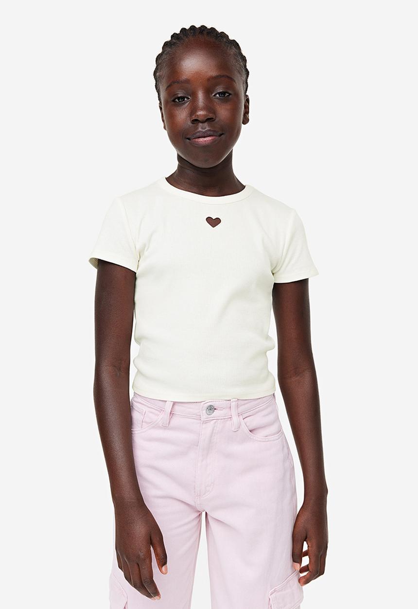 H&M - Ribbed t-shirt - white
