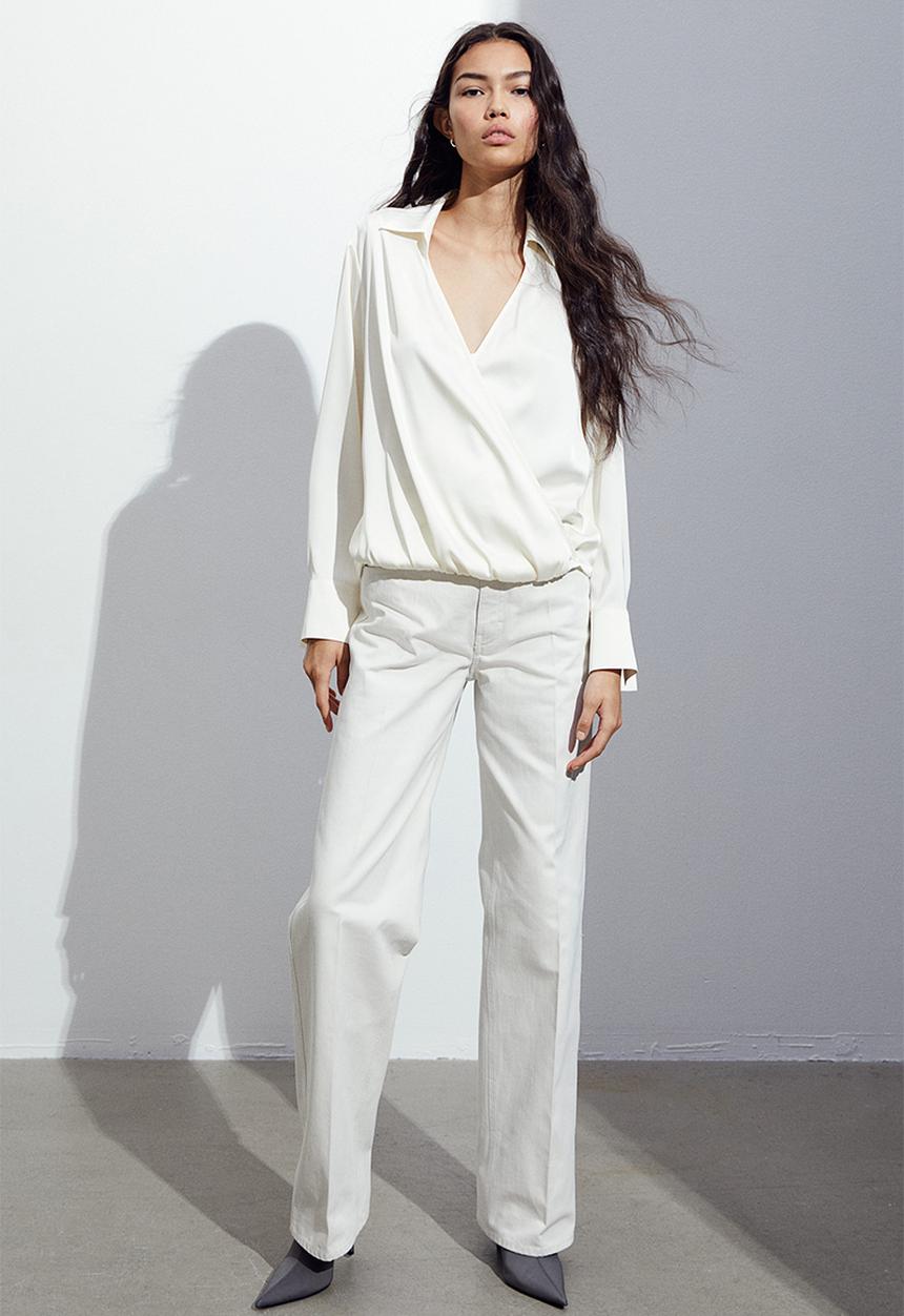 H&M - Wrapover satin blouse - white