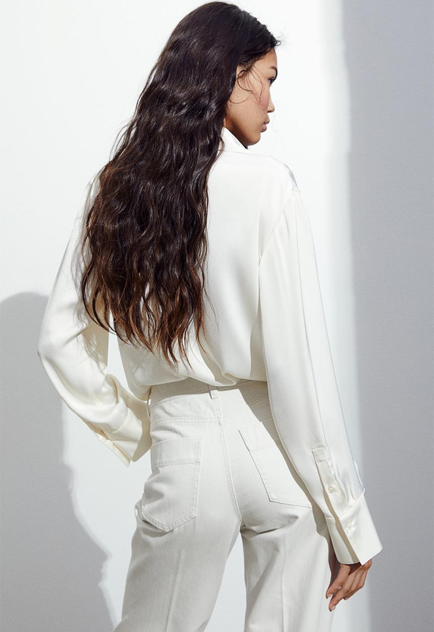 H&M - Wrapover satin blouse - white
