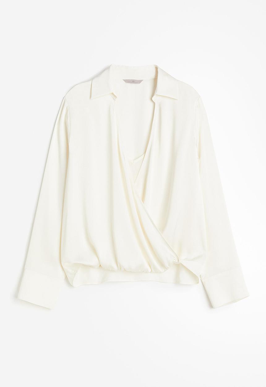 H&M - Wrapover satin blouse - white