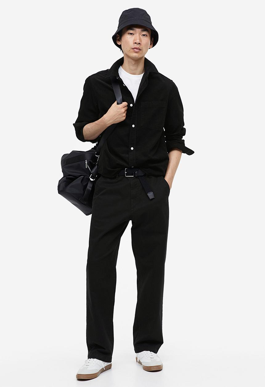 H&M - Regular fit corduroy shirt - black