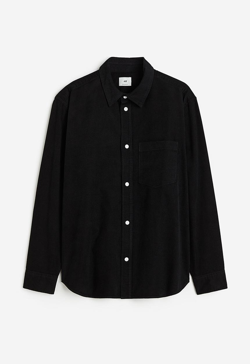 H&M - Regular fit corduroy shirt - black