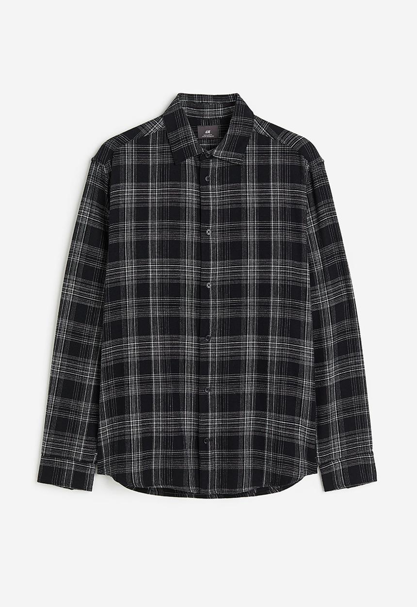 H&M - Regular fit flannel shirt - black/checked 