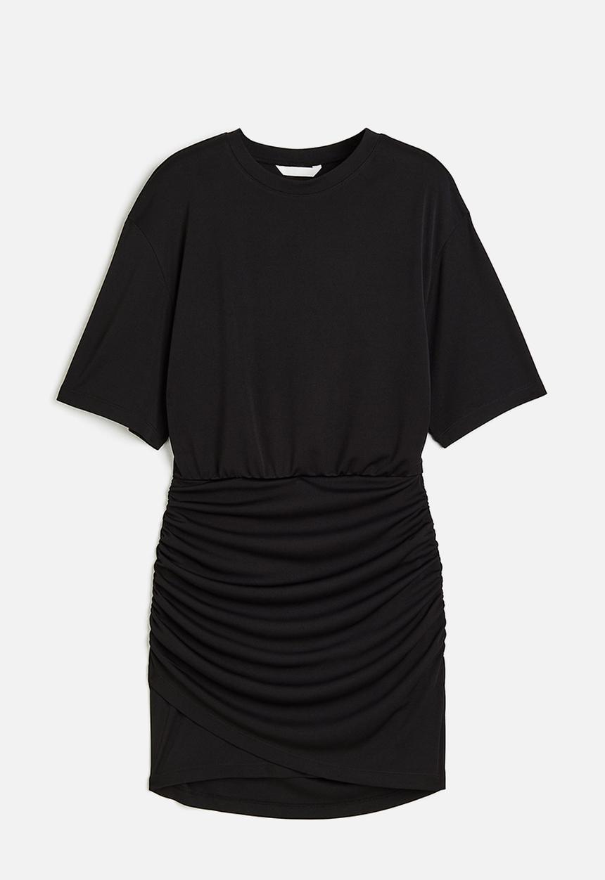H&M - Draped jersey dress - black