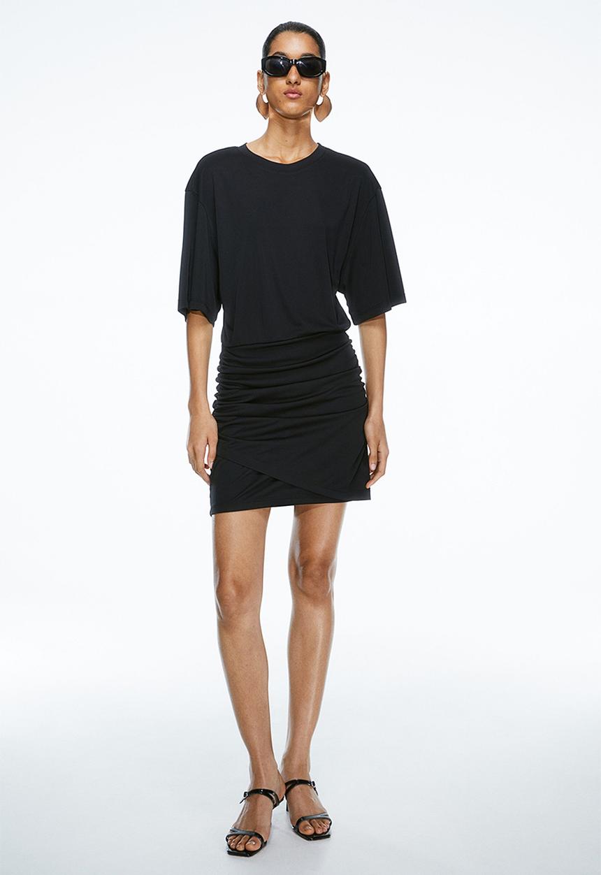H&M - Draped jersey dress - black