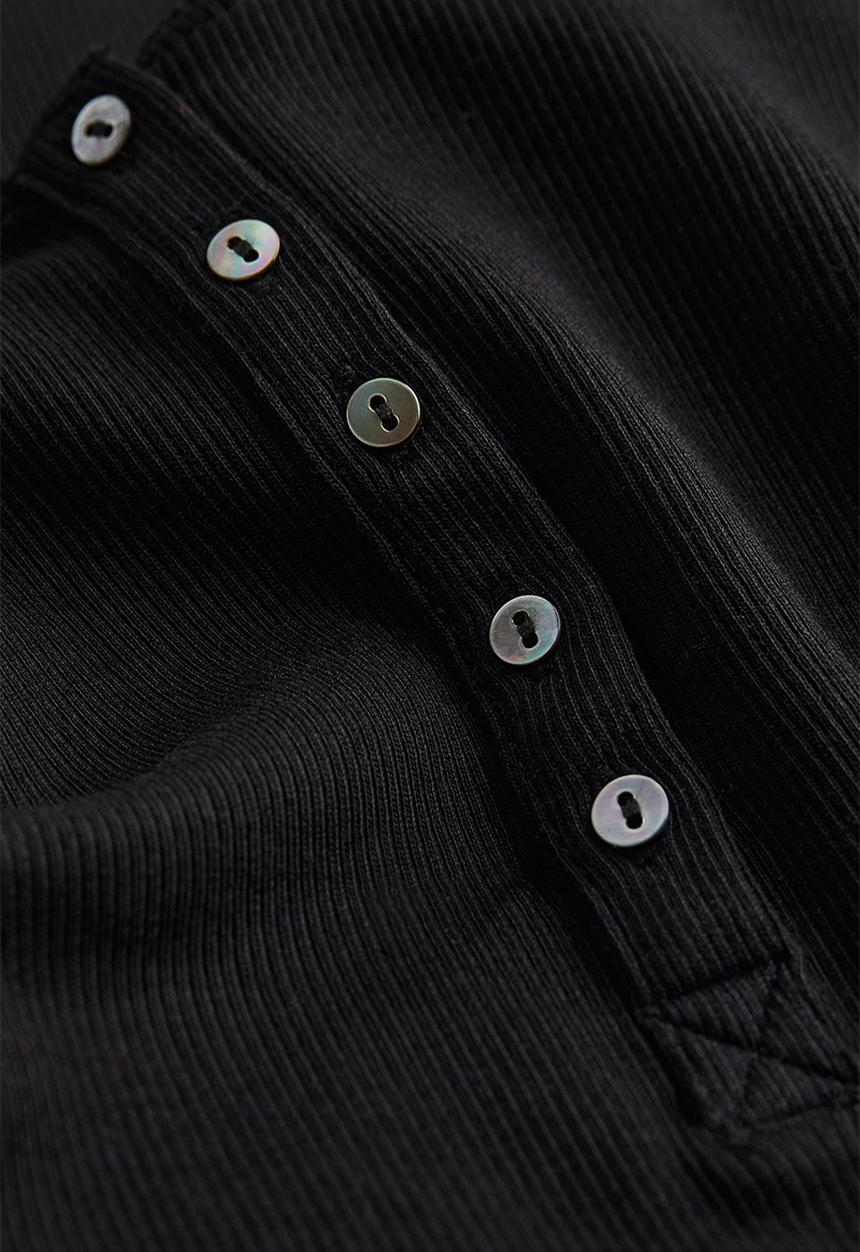 H&M - Ribbed henley top - black