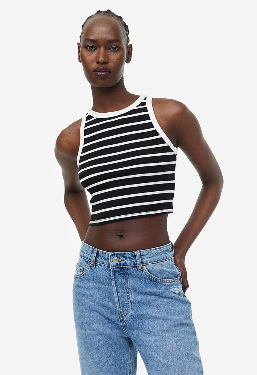 H&M - Cropped vest top - black multi