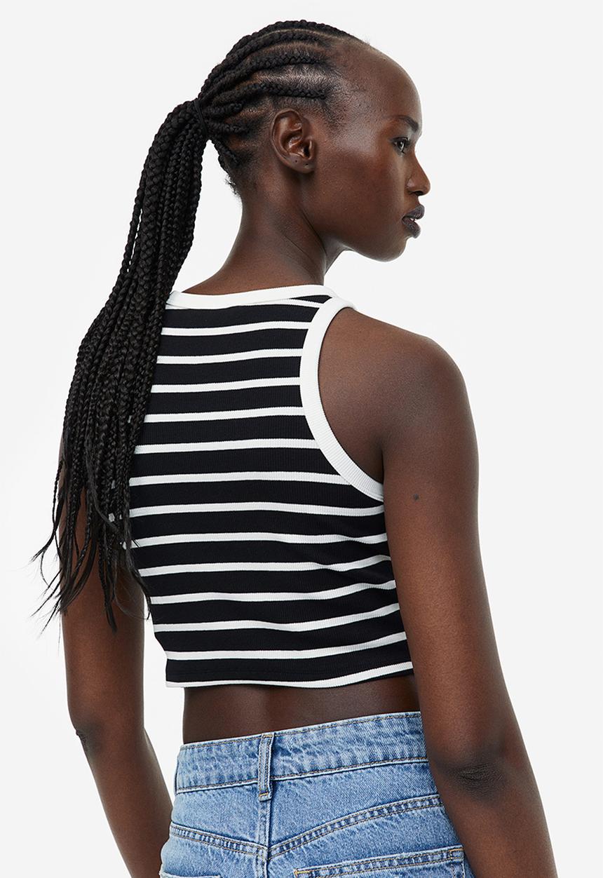 H&M - Cropped vest top - black multi
