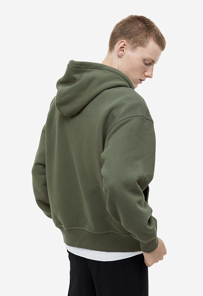 H&M - Oversized fit zip-through hoodie - khaki green