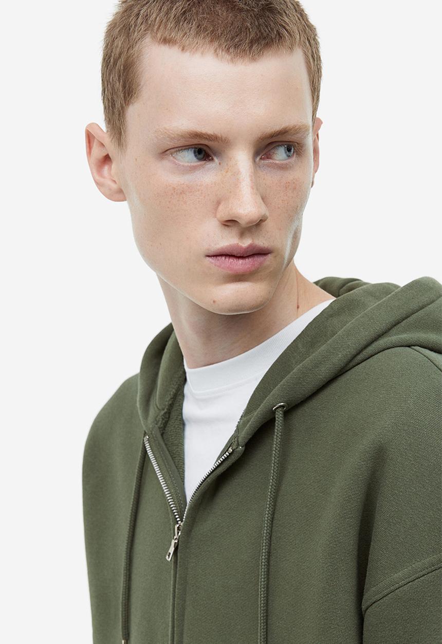 H&M - Oversized fit zip-through hoodie - khaki green