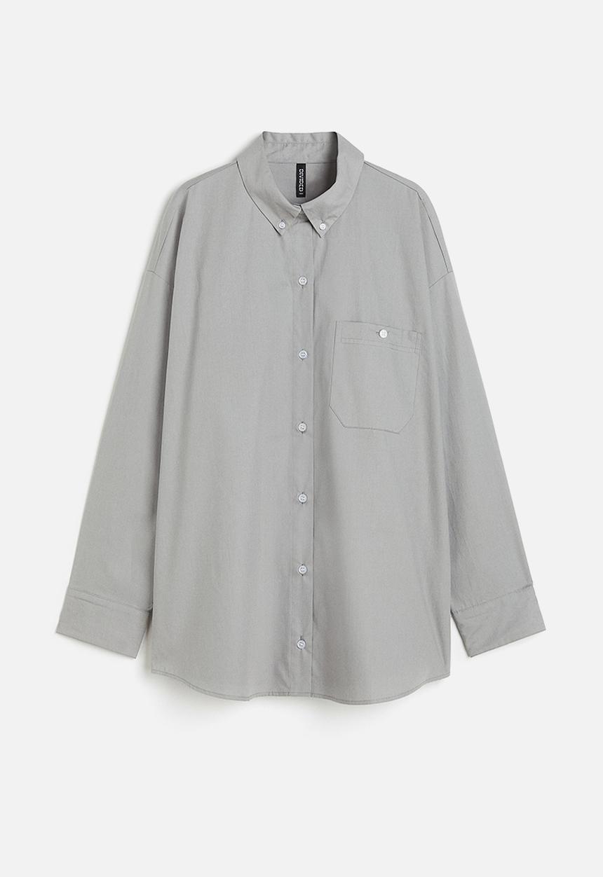 H&M - Oversized poplin shirt - grey