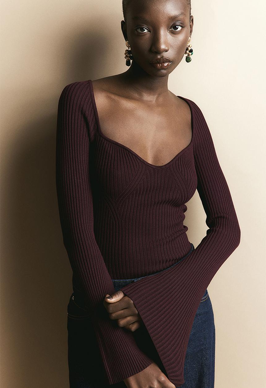 H&M - Rib-knit jumper - burgundy