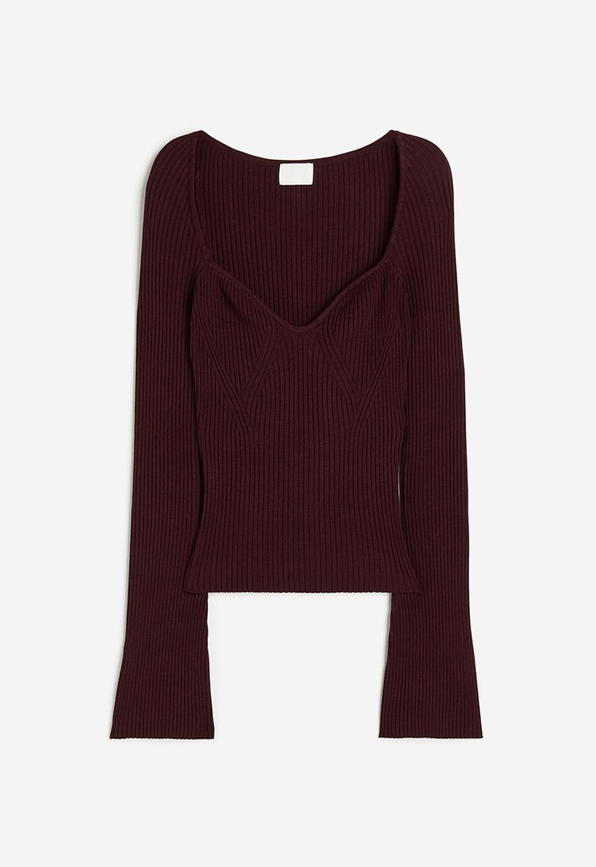 H&M - Rib-knit jumper - burgundy
