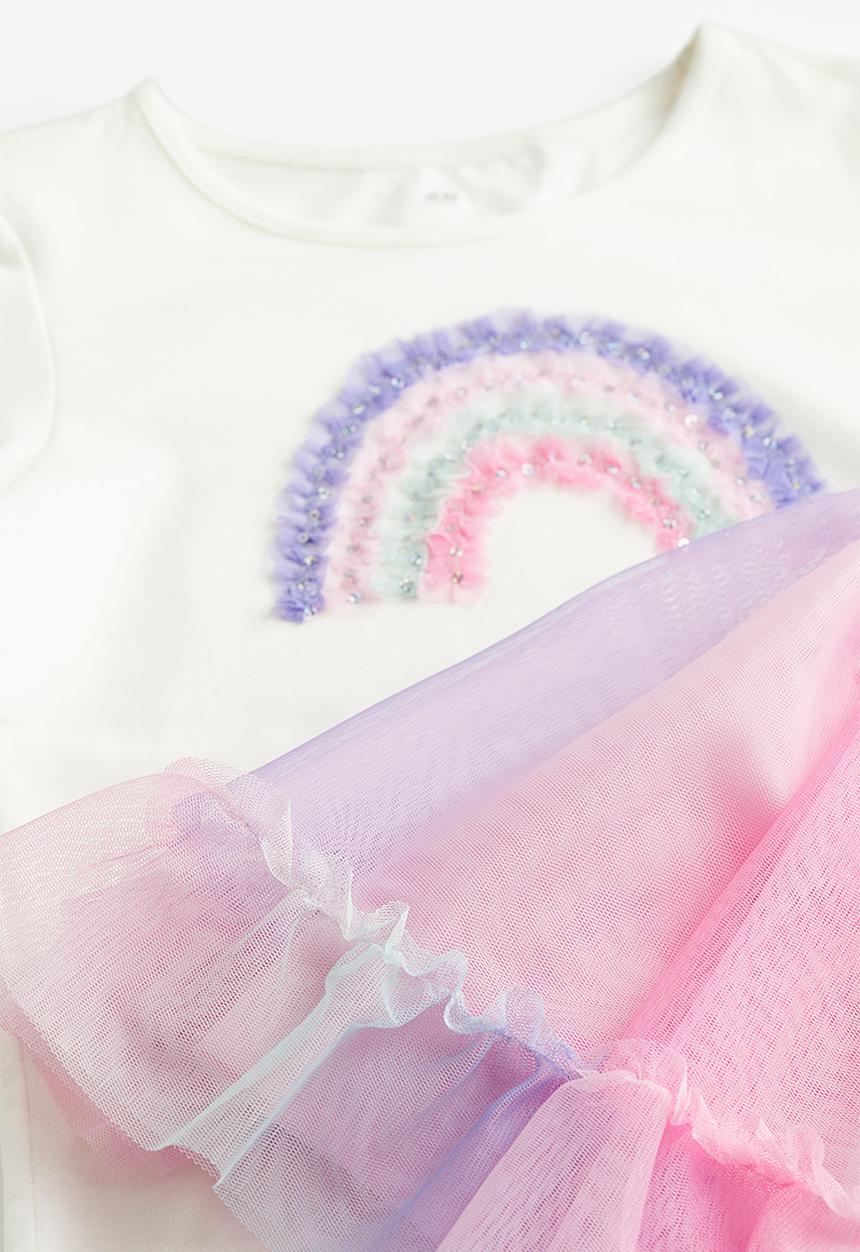 H&M - 2 Piece top and skirt set - white/rainbow